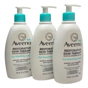 (3) Aveeno Restorative Skin Therapy Oat Repairing Cream Body Lotion 12oz OLD